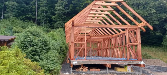 Konštrukcia 1200 × 500 cm s galériou — 60 m² pôdorysu